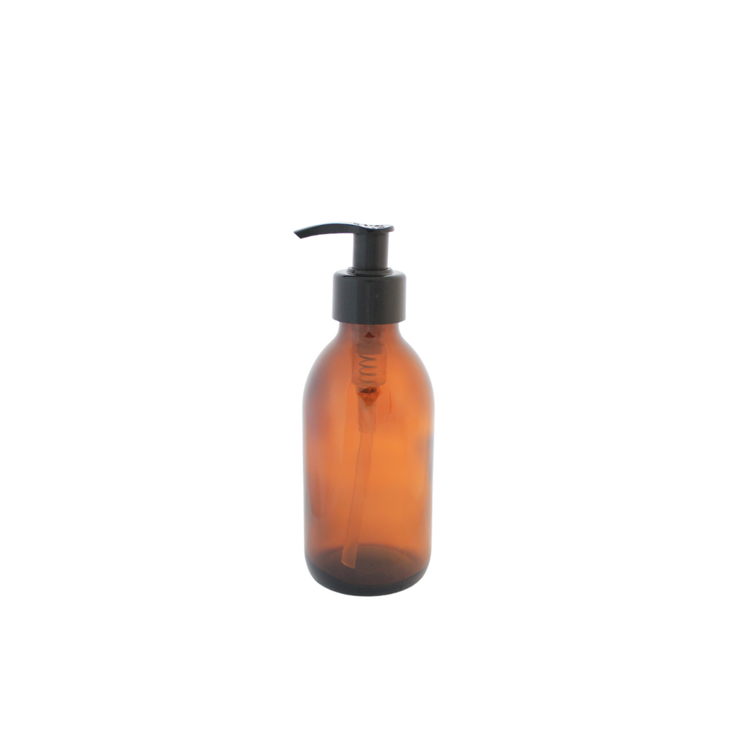 200ml Amber Glass Bottle with black pump