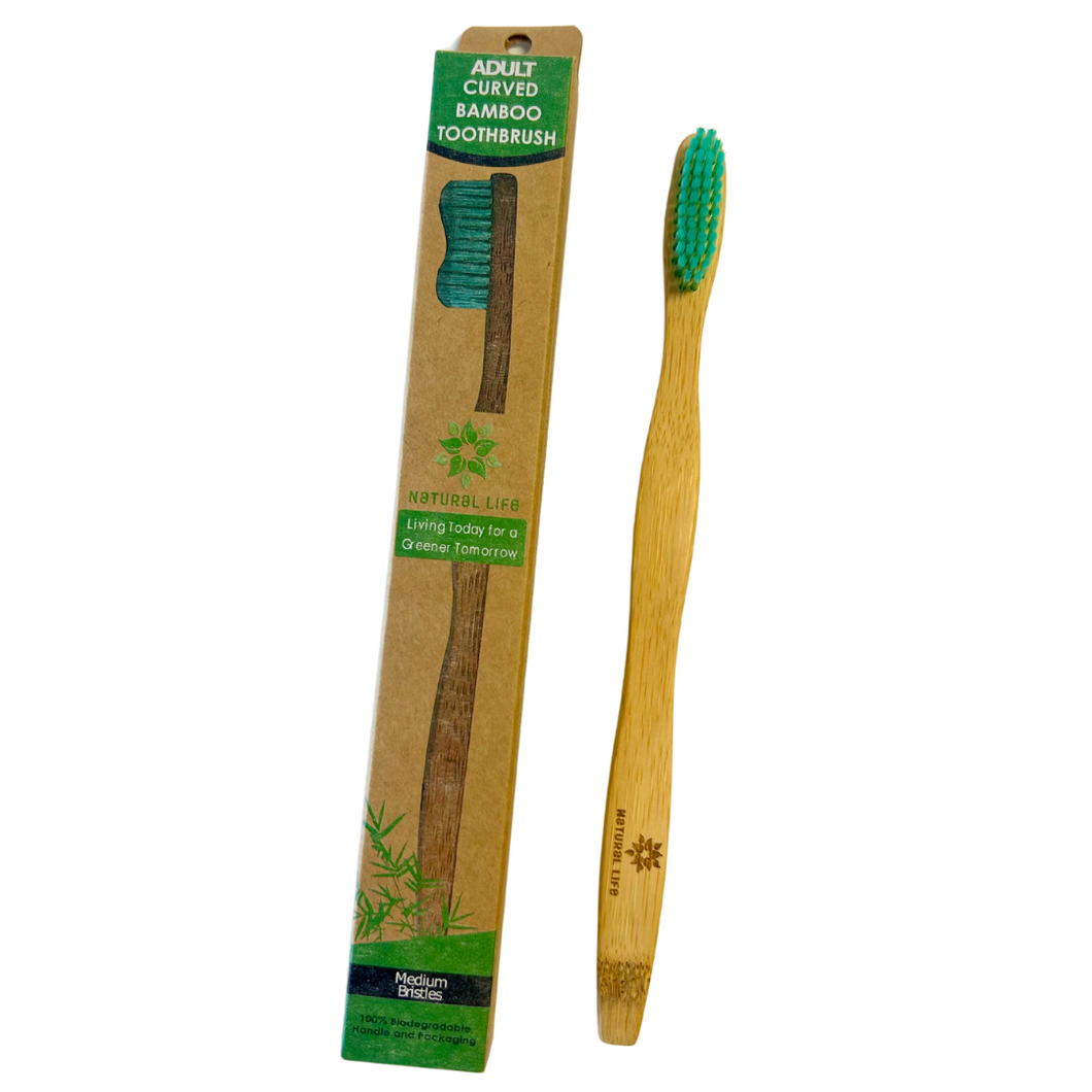 Adult Curved Bamboo Toothbrush - Medium Bristles