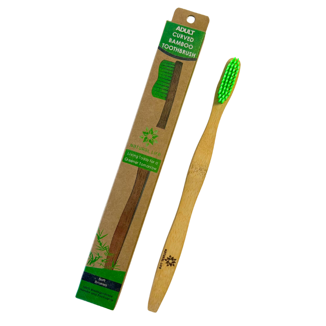 Adult Curved Bamboo Toothbrush - Soft Bristles
