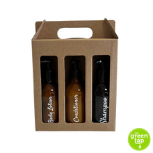 Load image into Gallery viewer, 3 x Labelled 200ml Amber Glass Bottles Gift Box (filled)
