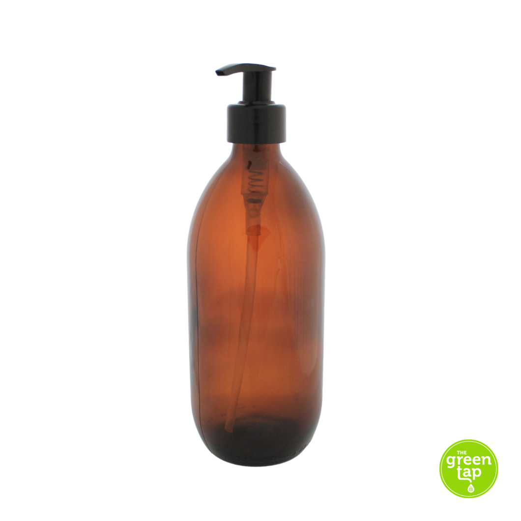 500ml Amber Glass Bottle with black pump