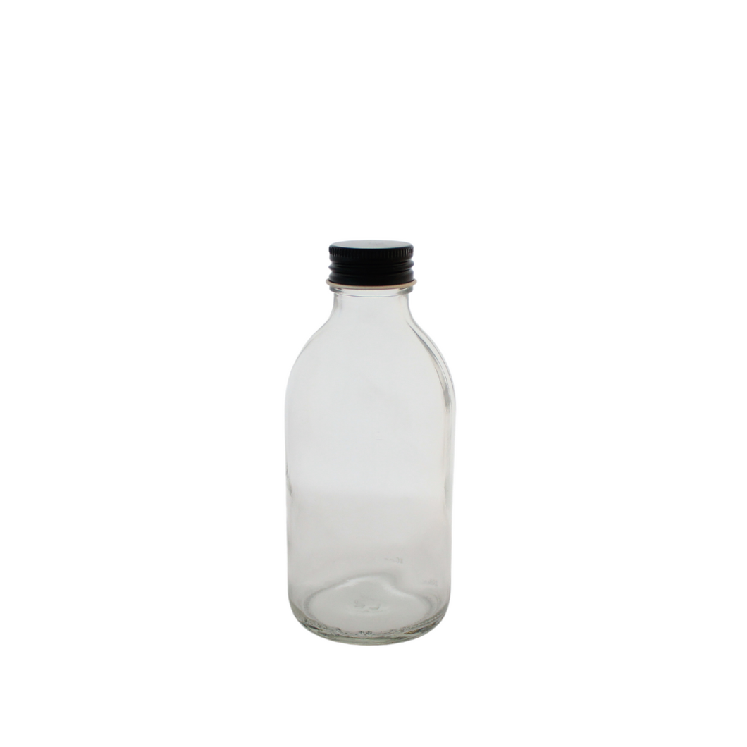 200ml Clear Glass Bottle with lid