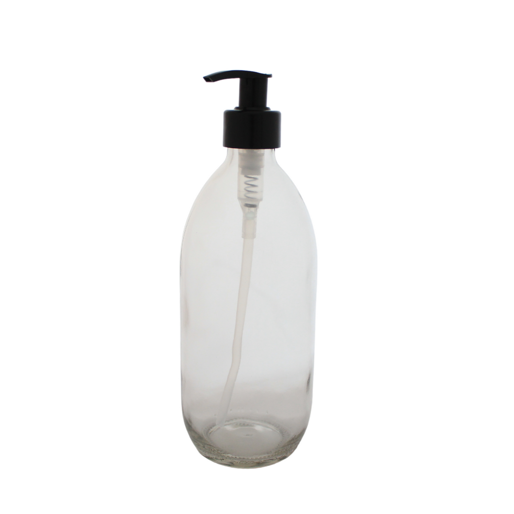 500ml Clear Glass Bottle with Black Pump