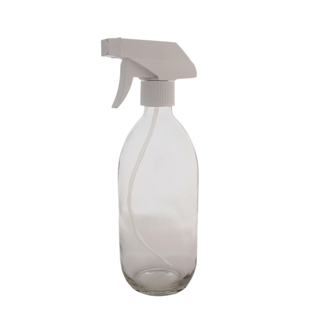500ml Clear Glass Bottle and White Trigger Spray Head